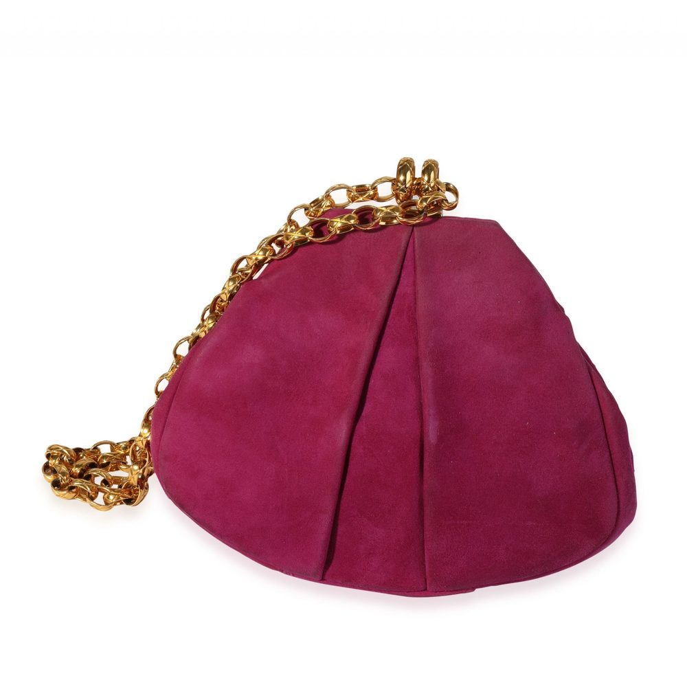 Chanel Vintage Fuchsia Pleated Suede Frame Bag